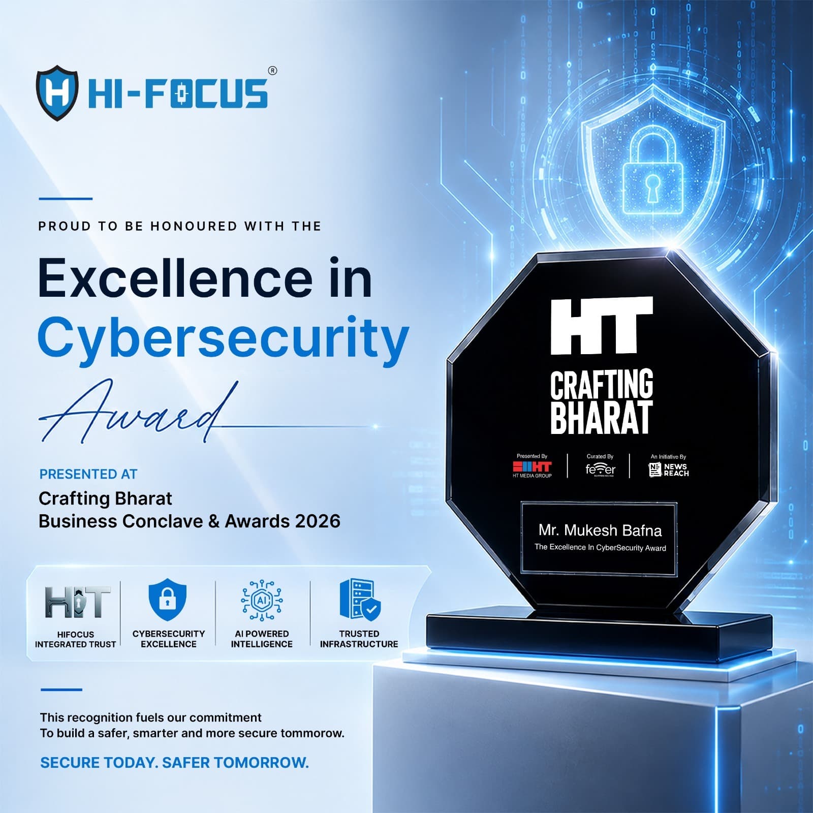 HiFocus Wins Excellence in Cybersecurity Award at Crafting Bharat Business Conclave 2026